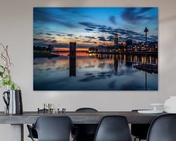 Blue-hour city view of Deventer during windless summer evening by Bart Ros