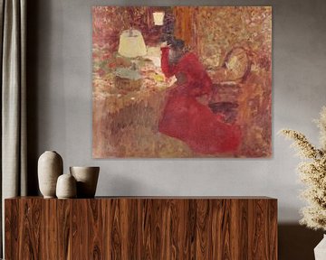 Vrouw in een rode jurk, of J.R. tegen een raam, Édouard Vuillard Vuillard.