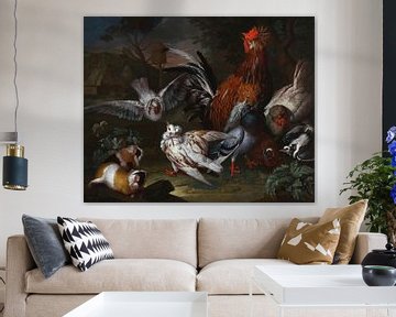 Barnyard Scene with a Cock, Pigeons and Guinea Pigs, Philipp Ferdinand de Hamilton
