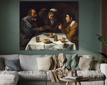 Tavernenszene mit zwei Männern und einem Mädchen, Diego Velázquez