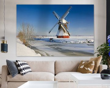 Krimstermolen in winter, Zuidwolde, Groningen van Henk Meijer Photography