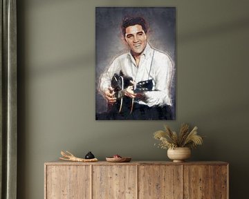 Elvis Presley in oilpaint van Bert Hooijer