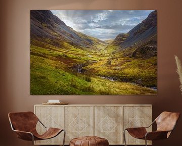 Valley with stream in the Lake district, Great Britain by Rietje Bulthuis