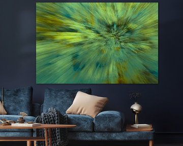 Groene abstracte explosie. van Leo Luijten