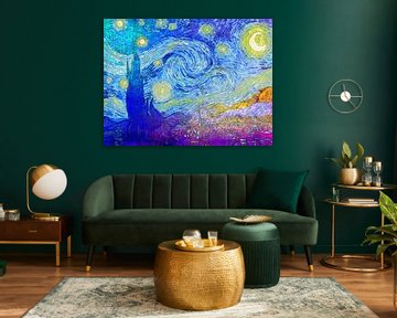 Sterrennacht (Starry Night) Vincent van Gogh Abstract Kleurrijk van Art By Dominic