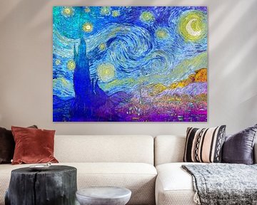 Sternenklar Nacht  (Starry Night) Vincent van Gogh Abstrakt Bunt gemischt von Art By Dominic