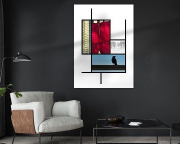 Collage in de kleuren van Piet Mondriaan
