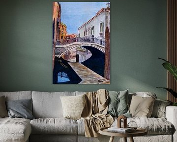 Verdwaald in Venetië | Aquarel schilderij van WatercolorWall