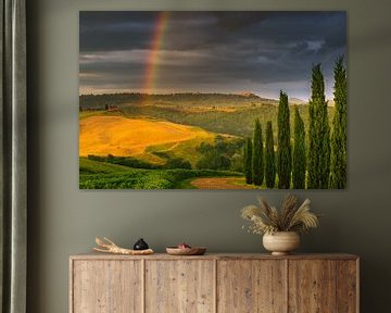 Rainbow over Pienza, Tuscany, Italy