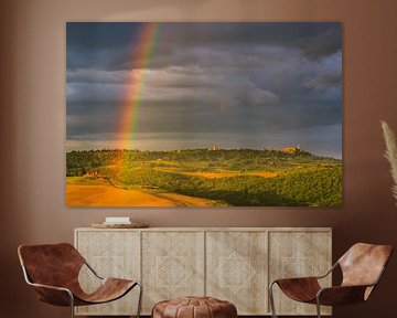 Rainbow over Pienza, Tuscany, Italy by Henk Meijer Photography