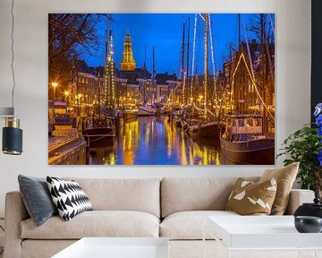 Cityscape of Groningen with sailing ships by Rudmer Zwerver