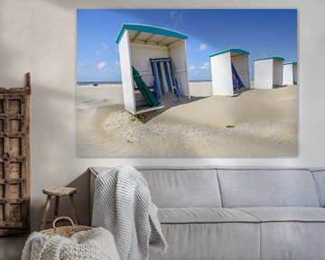 Strand cabines aan het Katwijkse strand van Dirk van Egmond