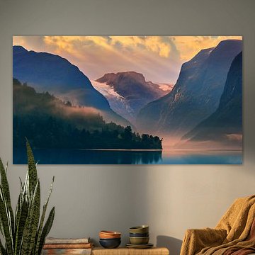 Zonsopkomst Lovatnet, Noorwegen. van Henk Meijer Fotografie