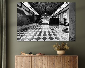 Architektur in schwarz-weiß C-Mine Genk Belgien von Marianne van der Zee