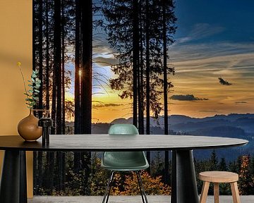 Bos bij zonsondergang van Jürgen Wiesler