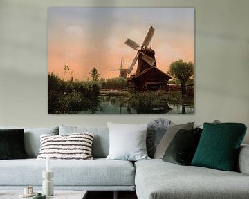 Windmolens op de Noordendijk, Dordrecht van Vintage Afbeeldingen