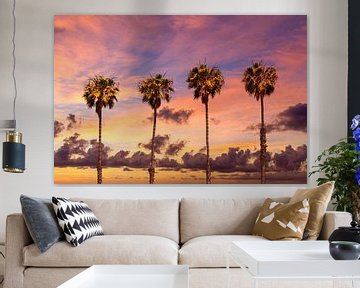 Palm trees sunset by Melanie Viola