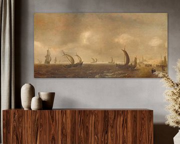 Zeegezicht op het strand van Scheveningen, Willem van Diest
