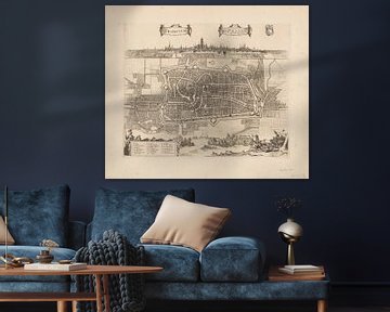 Plattegrond van de stad Utrecht met stadsgezicht, Johannes Jacobsz van den Aveele, ca. 1700 - ca. 17