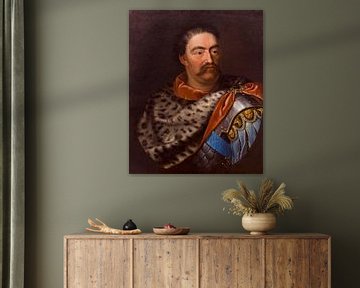 Portret van Johannes III Sobieski in een luipaardvel, Jan Tricius