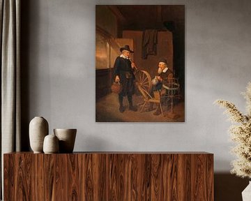 Interieur met Visser en Man naast een Klos en Spoel, Quiringh Gerritsz. van Brekelenkam