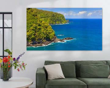 Uitzicht over zee vanaf de weg naar Hana, Maui, Hawaii van Henk Meijer Photography