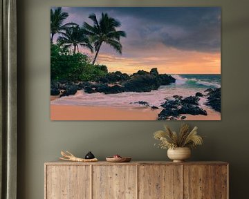 Zonsondergang Secret Beach, Maui, Hawaii van Henk Meijer Photography