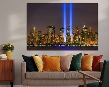 Tribute in Light tijdens 9/11 in New York City van Henk Meijer Photography