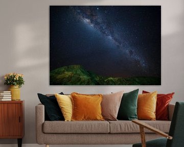 Milky Way over green mountains by Lennart Verheuvel