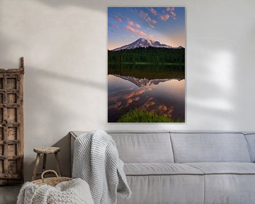 Zonsopkomst Mount Rainier, Washington State, Verenigde Staten