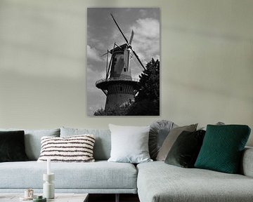 Mill Aeolus in Vlaardingen in black and white by Rob Pols