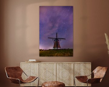 Molen het Noorden bij nacht Texel