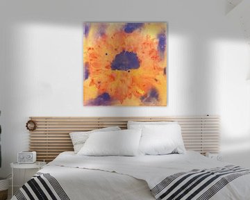 Plakkaatverfschilderij bloem abstract op doek van Beate Gube