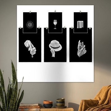 Collage hands and their meaning in black and white