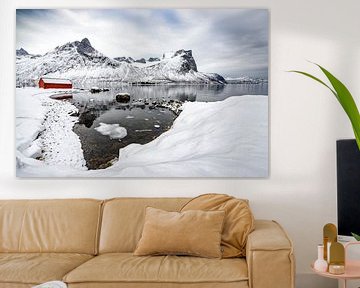 Winterpanorama op het eiland Senja in Noord-Noorwegen van Sjoerd van der Wal