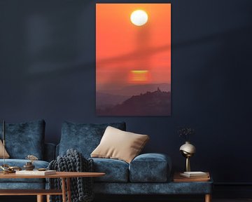 Sonnenaufgang in den Marken, Italien mit Meerblick von Marcel de Bruin