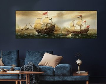 Een marine-ontmoeting tussen Nederlandse en Spaanse oorlogsschepen, Cornelis Verbeeck