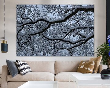 grafisch met sneeuw bedekte boom van Herman Kremer