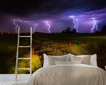Thunderstorm and lightning over the Groninger land by Bas Meelker
