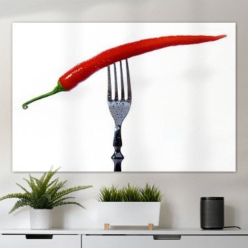 Chilipeper op een vork