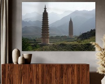Baisikou Twin Pagoda's van de Westerlijke Xia Dynasty van Ben Nijhoff