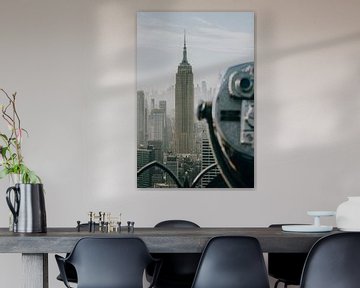 New York Skyline Zwart Wit Empire State Building van Kiki Multem