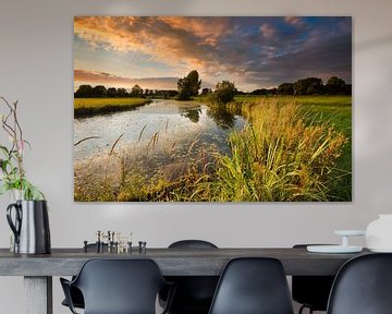 Zonsondergang boven rivier De Reest - Drenthe, Nederland van Bas Meelker