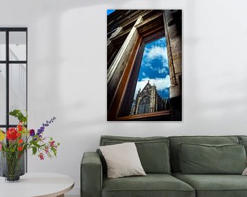 Reflection of Dom Church in window of University Building Utrecht by Robert van Walsem