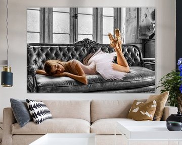 Ballerina on couch by Bob Karman