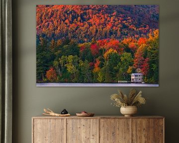 Herfst bij Mirror Lake, Lake Placid, New York State van Henk Meijer Photography