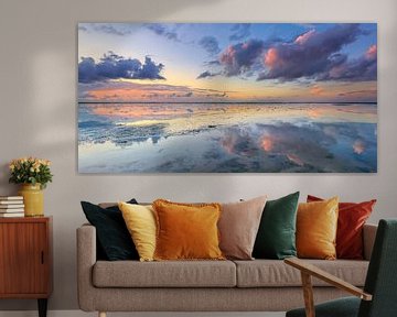 Panaroma of the sunset over the Wadden Sea by Bas Meelker