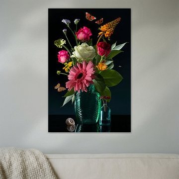 "Royal Deluxe" still life in a glass vase Sander van Laar by Fine Art Flower - Artist Sander van Laar