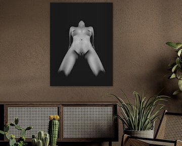 Artistiek Naakt van een Vrouw in Low Key Bodyscape / Zwart Wit