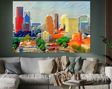 Schilderij Abstracte Skyline Rotterdam